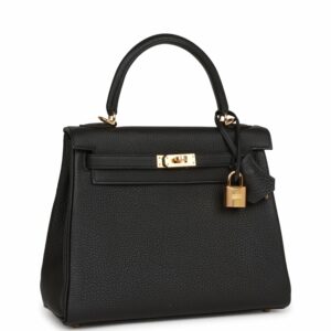 Hermes Kelly 25 Retourne Black Togo Gold Hardware