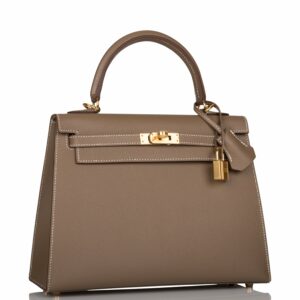Hermes Kelly 25 Sellier Etoupe Epsom Gold Hardware