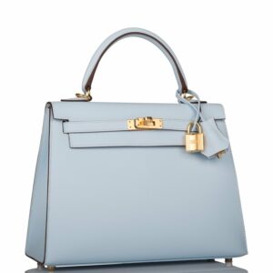 Hermes Kelly 25 Sellier Bleu Brume Epsom Gold Hardware