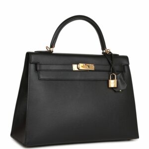 Hermes Kelly 32 Sellier Black Epsom Gold Hardware