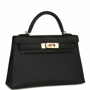 Hermes Kelly 20 Sellier Black Epsom Gold Hardware