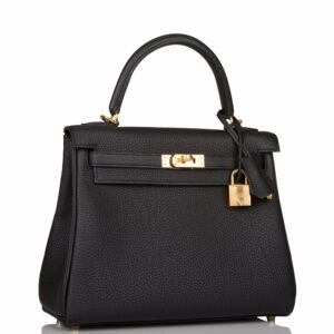 Hermes Kelly 25 Retourne Black Togo Gold Hardware