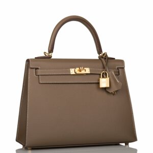 Hermes Kelly 25 Sellier Etoupe Epsom Gold Hardware