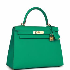 Hermes Kelly 28 Sellier Vert Jade Epsom Gold Hardware