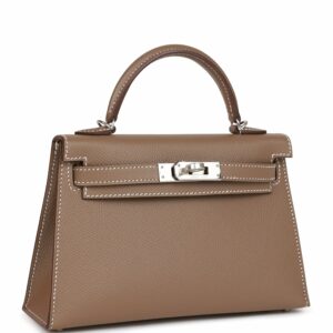 Hermes Kelly 20 Sellier Etoupe Epsom Palladium Hardware