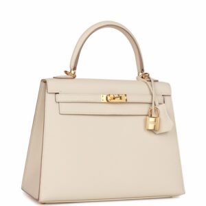 Hermes Kelly 25 Sellier Craie Epsom Gold Hardware