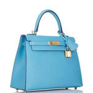 Hermes Kelly 25 Sellier Bleu du Nord Epsom Gold Hardware