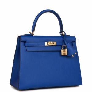 Hermes Kelly 25 Sellier Bleu Royal Epsom Gold Hardware