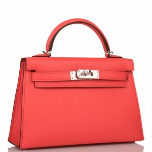 Hermes Kelly 20 Sellier Rose Texas Epsom Palladium Hardware
