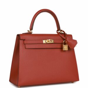 Hermes Kelly 25 Sellier Rouge Venetian Epsom Gold Hardware