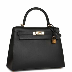 Hermes Kelly 28 Sellier Black Epsom Gold Hardware
