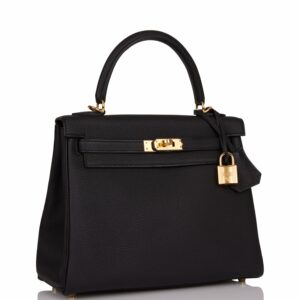 Hermes Kelly 25 Retourne Black Togo Gold Hardware