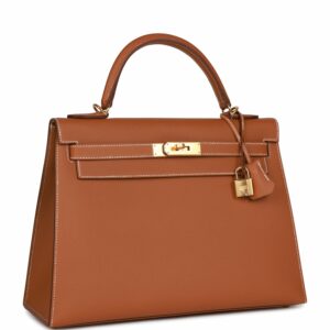 Hermes Kelly 32 Sellier Gold Epsom Gold Hardware