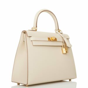 Hermes Kelly 25 Sellier Craie Epsom Gold Hardware