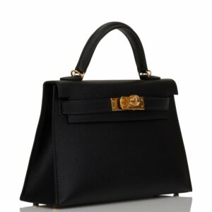 Hermes Kelly 20cm Sellier Black Epsom Gold Hardware