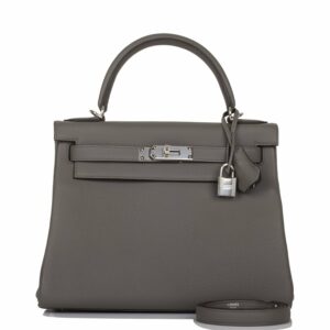 Hermes Kelly 28 Retourne Etain Togo Palladium Hardware