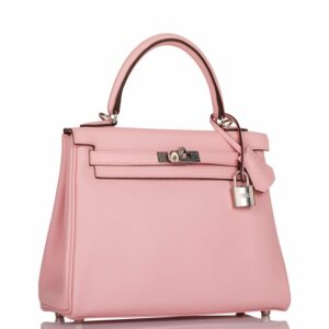 Hermes Kelly 25 Retourne Rose Sakura Swift Palladium Hardware
