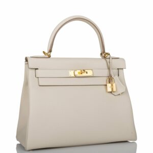Hermes Kelly 28 Retourne Craie Togo Gold Hardware