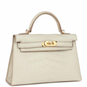 Hermes Kelly 20cm Sellier Beton Matte Alligator Gold Hardware