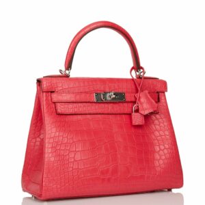 Hermes Kelly 28 Retourne Rose Extreme Matte Alligator Palladium Hardware