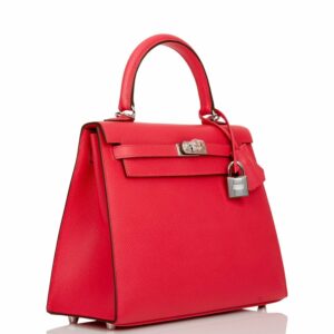 Hermes Kelly 25 Sellier Rose Extreme Epsom Palladium Hardware
