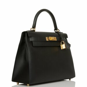 Hermes Kelly 28 Sellier Black Epsom Gold Hardware