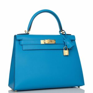 Hermes Kelly 28 Sellier Bleu Frida Epsom Gold Hardware