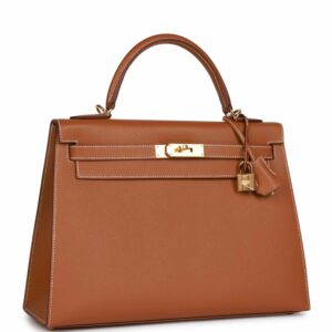 Hermes Kelly 32 Sellier Gold Epsom Gold Hardware