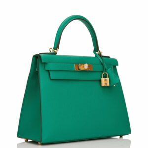 Hermes Kelly 28 Sellier Vert Jade Epsom Gold Hardware