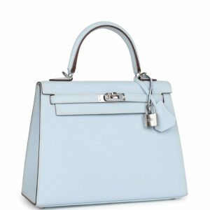 Hermes Kelly 25 Sellier Bleu Brume Epsom Palladium Hardware