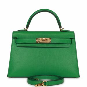 Hermes Kelly 20 Sellier Bambou Chevre Gold Hardware