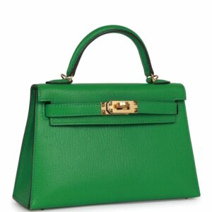 Hermes Kelly 20 Sellier Bambou Chevre Gold Hardware