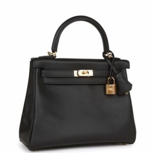 Hermes Kelly 25 Retourne Black Swift Gold Hardware