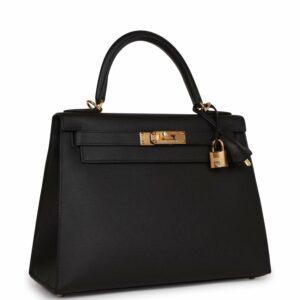 Hermes Kelly 28 Sellier Black Madame Gold Hardware