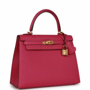 Hermes Kelly 25 Sellier Rose Pourpre Epsom Gold Hardware