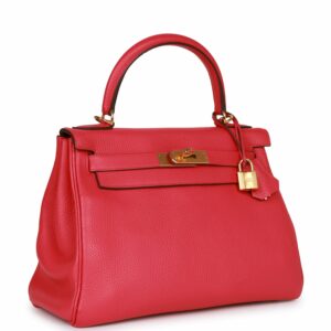 Hermes Kelly 28 Retourne Rose Extreme Clemence Gold Hardware