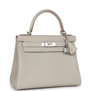 Hermes Kelly 28 Retourne Gris Perle Togo Palladium Hardware