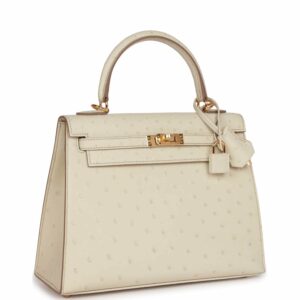Hermes Kelly 25 Sellier Beton Ostrich Gold Hardware