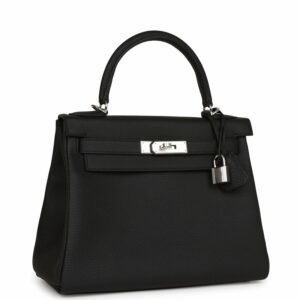 Hermes Kelly 28 Retourne Black Togo Palladium Hardware