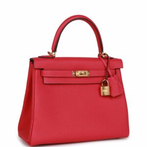 Hermes Kelly 25 Retourne Framboise Togo Gold Hardware