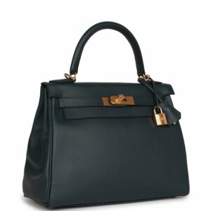 Hermes Kelly 28 Retourne Vert Rousseau Evercolor Gold Hardware