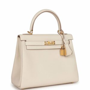 Hermes Kelly 25 Retourne Craie Togo Gold Hardware