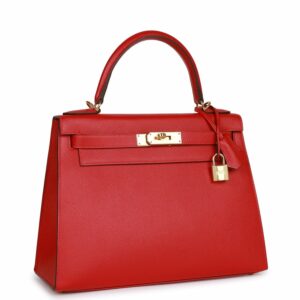 Hermes Kelly 28 Sellier Rouge Casaque Epsom Gold Hardware