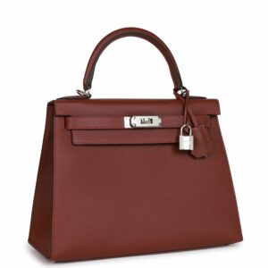 Hermes Kelly 28 Sellier Rouge H Epsom Palladium Hardware