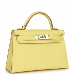 Hermes Kelly 20 Sellier Limoncello Chevre Palladium Hardware