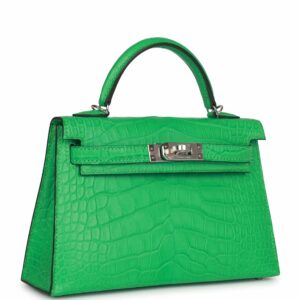 Hermes Kelly 20 Sellier Vert Comics Matte Alligator Palladium Hardware