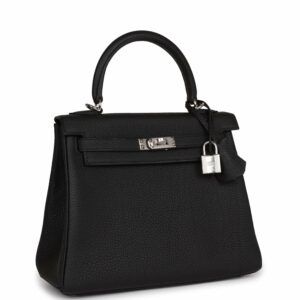 Hermes Kelly 25 Retourne Black Togo Palladium Hardware