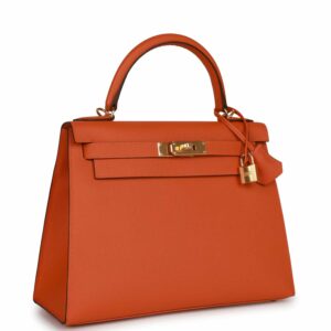Hermes Kelly 28 Sellier Orange Epsom Gold Hardware