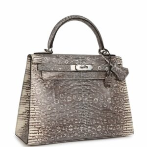 Hermes Kelly 28 Sellier Ombre Veranus Salvator Lizard Palladium Hardware