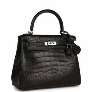 Hermes Kelly 25 Retourne Black Matte Alligator Palladium Hardware